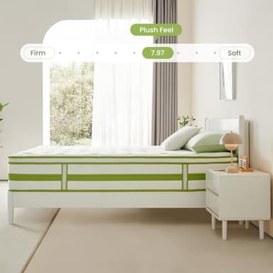 Dourxi Queen Mattress, 12 Inch Mattress in a Box, Hybrid Mattress Queen, Organic Cotton Fabric Cover and Individual Pocket Springs, Cooler Sleep and Pressure Relief, Plush Support Feel, 80*60*12Inch - Image 6