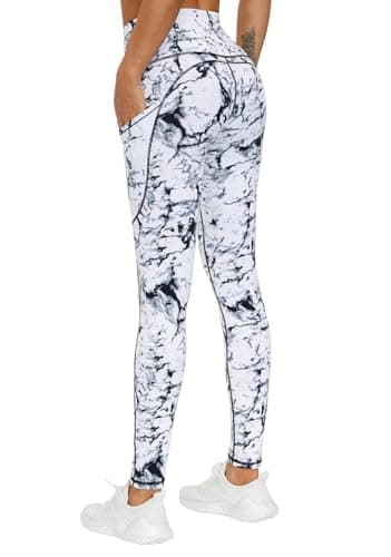 THE GYM PEOPLE Thick High Waist Yoga Pants with Pockets, Tummy Control Workout Running Yoga Leggings for Women (X-Large, Marble) - Image 5