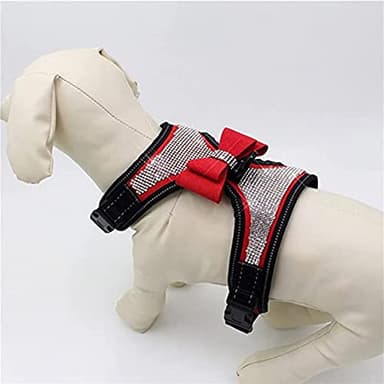 Dog Harness with Rhinestone Reflective, Cute Bling Ties Dog Harness Dog Leash, Reflective Chest Strap with Shiny Bow - Image 5