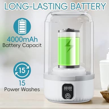 Portable Washing Machine, 2025 Upgraded Mini Washer, 4000mAh Rechargeable Cordless Washing-Machine, Deep Cleaning Underwear Small Clothes,Suitable for Solo Living, Travel, Apartment, Hotel and camping - Image 7