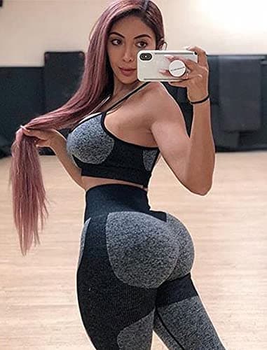 OLCHEE Women’s Workout Sets 2 Piece - Seamless Yoga Leggings and Cross-Strap Sports Bra Gym Outfits Activewear Matching Set - Black Large - Image 2