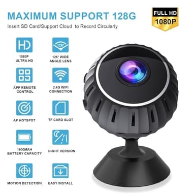 2K Mini Camera, HD Hidden Camera, WiFi Wireless Nanny Cam for Pet, Baby, Office Security, Micro Small Monitor Camera with App Control, Cloud Storage & SD Storage - Image 7