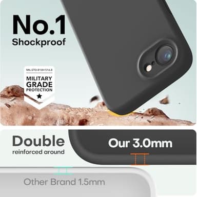 LOVE 3000 Designed for iPhone 16e Case, Premium Silicone with [Soft Anti-Scratch Microfiber Lining] Shockproof Protective Phone Case for Men Women Girls 6.1", Black - Image 4