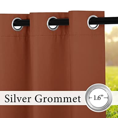 RYB HOME Outdoor Curtains Blackout - 2 Panels Outside Curtains Waterproof Thermal Insulating for Patio Porch Garage Garden Gazebo Universal Replacement Sidewall, W 52 x L 96 inch, Terracotta - Image 2