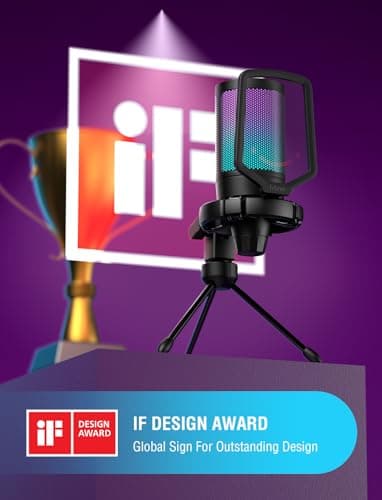 FIFINE Gaming USB Microphone for PC PS5, Condenser Mic with Quick Mute, RGB Indicator, Tripod Stand, Pop Filter, Shock Mount, Gain Control for Streaming Discord Twitch Podcasts Videos- AmpliGame - Image 2