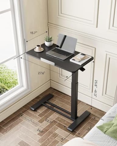 FLEXISPOT Mobile Standing Desk with Wheels Pneumatic Laptop Desk Rolling Computer Cart Movable Height Adjustable Small Sit Stand Desk Computer Workstations Home Use(31.5" W x 15.7" D, Black) - Image 4