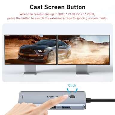 Docking Station USB C to Dual HDMI Adapter, MOKiN USB C Hub Du al HD MI Monitors for Windows,US B C Adapter with Dual HDMI,3 USB Port,PD Compatible for Dell XPS 13/15, Lenovo Yoga,etc - Image 8