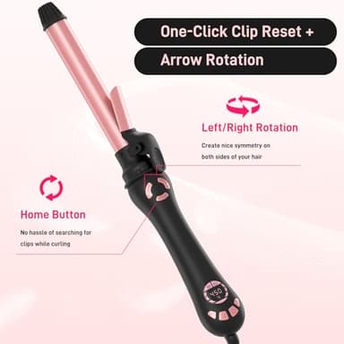 Rotating Curling Iron - 1 Inch Automatic Curling Iron for Long-Lasting Curls Waves, 2 Speed Rotating CurlingWand 20 Temperature 250°- 450°F, Self CurlingIrons Long Barrel Dual Voltage - Image 5