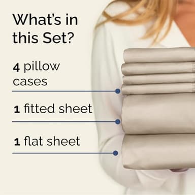 Queen Sheets Set 6 Piece - Bed Sheets Queen Size - Soft Hotel Luxury Bedding - Cooling, Comfy & Breathable - 1 Flat & 1 Fitted & 4 Pillowcases with Deep Pockets - Wrinkle Resistant & Fade Free - Wheat - Image 2