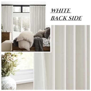 QJmydeco Beige Linen Blackout Curtains 96 Inches Long, Pinch Pleated Elegant Thermal 8ft for Living Room Sliding Glass Door Burg Floor to Ceiling Track Window Drapes Heathered 2 Panels - Image 6