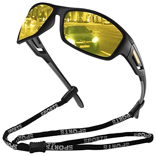 MEETSUN Polarized Sports Sunglasses for Men Women Wrap Around Driving Cycling Fishing UV Protection Black Frame Night Vision Lens - Image 1