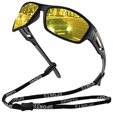 MEETSUN Polarized Sports Sunglasses for Men Women Wrap Around Driving Cycling Fishing UV Protection Black Frame Night Vision Lens - Image 1