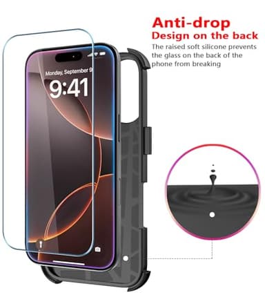 Diverbox for iPhone 16 Pro Max Case [Shockproof] [Dropproof] [Tempered Glass Screen Protector + Camera Protectors] Heavy Duty Protection Phone Case Cover for Apple iPhone 16 Pro Max (Black) - Image 6
