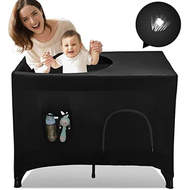 Pack N Play Blackout Cover, Hiaksedt Crib Canopy Cover for Pack and Play, Breathable Blackout Tent for Travel Crib, Portable Stretchy Netting Cover for Indoor Outdoor Travel Playard - Image 1