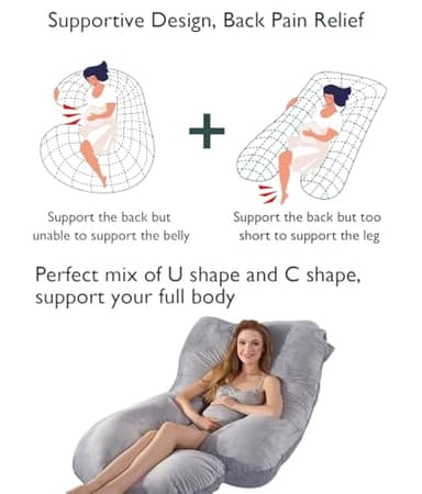 BATTOP Pregnancy Pillow for Sleeping,Full Body Maternity Pillow with Removable Washable Cover,Support for Back,HIPS,Legs,Belly for Pregnant Women - Image 6