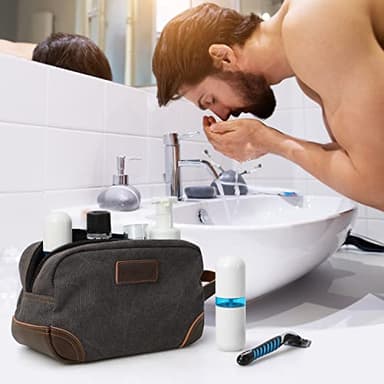 emissary Toiletry Bag for Men, Canvas Travel Toiletry Bag Men's Dopp Kit, Water-resistant Bathroom Bag Mens Shaving Kit, Travel Kit Small Bags, Shaving Bag, Toiletry Bags - Image 6