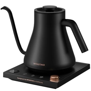 INTASTING Electric Kettles, Gooseneck Electric Kettle, ±1℉ Temperature Control, Stainless Steel Inner, Quick Heating, for Pour Over Coffee, Brew Tea, Boil Hot Water, 0.9L Black - Image 1