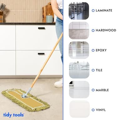 Tidy Tools 48 Inch Yellow Commercial Dust Mop & Floor Sweeper – Wood Handle Floor Mop for Tile, Hardwood & Concrete - Image 7