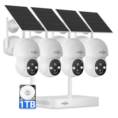 Hiseeu Solar Camera Wireless Outdoor, Home Security Camera System, 2.4G & 5G WiFi, Solar-Powered 4MP 4 Cam-Kit, Color Night Vision, 360° View, Pan & Tilt, 1TB HDD Local Recording, No Subscription - Image 1