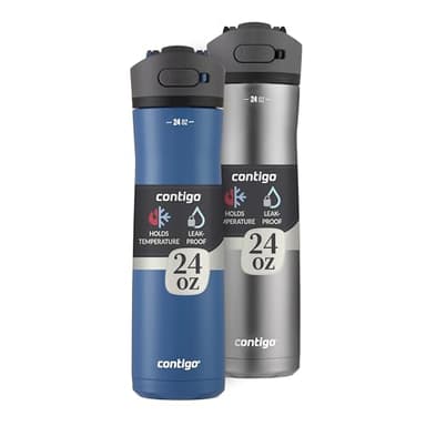 Contigo Ashland Chill 2.0, 2-Pack, 24oz, Stainless Steel with Straw and Handle, Dual Insulated for Cold and Hot Drinks, Blue Corn and Stainless Steel - Image 1