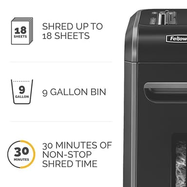 Fellowes Powershred 99Ci 18-Sheet 100% Jam-Proof Heavy Duty Crosscut Paper Shredder Machine for Office and Home, Black/Gray 3229904 - Image 5