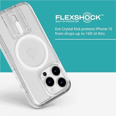 Tech21 Evo Crystal Kick case for iPhone 15 Pro - Compatible with MagSafe - Impact Protection Case - White - Image 4
