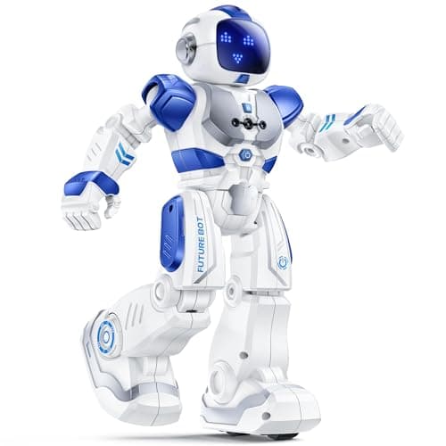Ruko 6088 Programmable Robot with APP Control, Remote Control, Gesture Sensing Control, Rechargeable Robots Toys for Boys and Girls, Interactive Emoji LED Eyes, QA Games for 3 4 5 6 Years Kids, Blue - Image 1