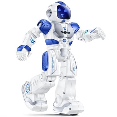 Ruko 6088 Programmable Robot with APP Control, Remote Control, Gesture Sensing Control, Rechargeable Robots Toys for Boys and Girls, Interactive Emoji LED Eyes, QA Games for 3 4 5 6 Years Kids, Blue - Image 1