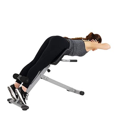 Sunny Health & Fitness 45-Degree Hyperextension Roman Chair with Adjustable Height and Back, Glute, Hamstring, and Ab Workouts Foldable Sit Up Gym Bench for Home, Gray - SF-BH6629 - Image 5