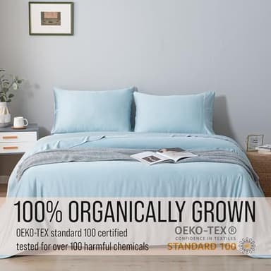 Bella Coterie Luxury Bamboo Viscose King Size Sheet Set | 100% Organically Grown | Ultra Soft | Cooling for Hot Sleepers | 18" Deep Pocket [Coastal Blue] - Image 4