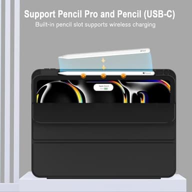 ZryXal New iPad Pro 13 Inch Case M4 (2024 Model, 7th Generation) with Pencil Holder, Smart iPad Case [Support Pencil Pro and Pencil (USB-C)], Support Touch ID and Auto Wake/Sleep (Black) - Image 2