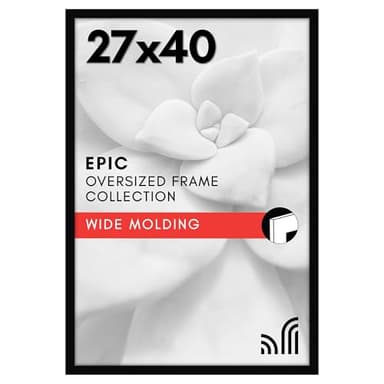 Americanflat 27x40 Movie Poster Frame with Polished Plexiglass - Black Picture Frame - Wide Photo Frames Made of Engineered Wood for Vertical or Horizontal Wall Display - Epic Collection - Black - Image 1