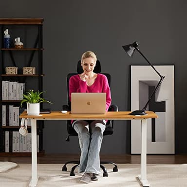 SMUG Height Adjustable Electric Standing Desk, 48 x 24 Inches Sit Stand up Desk Home Office Computer Desk, Ergonomic Desk with Memory Controller Standing Table Natural - Image 7