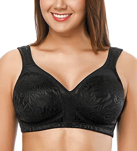 ZeroBound Women's Minimizer Bras Comfort Cushion Strap Wirefree Full Coverage Large Bust Non-Padded Bra(Black,40DDD) - Image 1