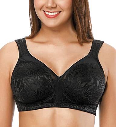 ZeroBound Women's Minimizer Bras Comfort Cushion Strap Wirefree Full Coverage Large Bust Non-Padded Bra(Black,40DDD) - Image 1