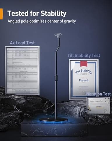 Perlegear Speaker Stand Pair, 28” to 38” Height Adjustable Surround Sound Speaker Stands for Small Bookshelf, Satellite Speakers, and Studio Monitors up to 5lbs, Tool-Free Floor Speaker Stand, PGSS11 - Image 2