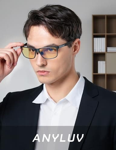ANYLUV Blue Light Blocking Glasses Men Computer Gaming Glasses Lightweight Al-Mg Metal Anti Eyestrain Eye Protection - Image 2