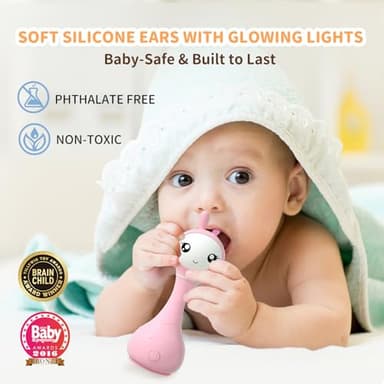 alilo Smarty Bunny Baby Rattle Musical Light Up Toys, Infants Newborns Baby Toys 0-3-6-12-18-24 Months,1 Year Old Boy Girl Gifts, 4 Music Modes and Color Recognition Function with 9 Color Card - Image 2