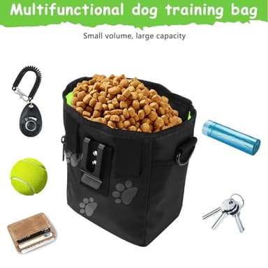 kissleaf Dog Treat Pouches for Pet Training, Treat Pouches for Pet Training,Large Dog Treat Training Pouch and Dog Clicker,Dog Training Treat Pouch Built-in Poop Bag Dispenser-Black Pattern. - Image 2