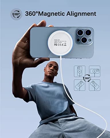 Magnetic Wireless Charger 15w Apple Mag-Safe Charger for iPhone 17 Pro Max/17 Pro/17Air/17/16/15/14/13/12 Series AirPods Series LED Magnet Charging Pad Mag Safe Charger with Dual Charging Ports - Image 5