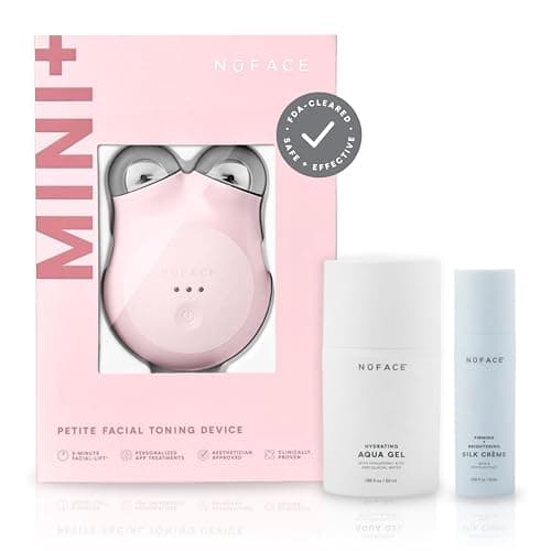 NuFACE MINI+ Microcurrent Facial Device Kit - FDA Cleared Face Sculpting & Skin Tightening Device to Contour, Lift & Tone + Microcurrent Gel Activator & Silk Creme - Sandy Rose - Image 1