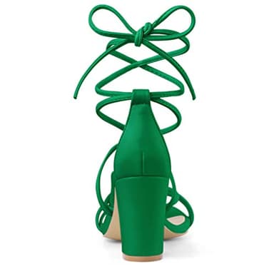 Allegra K Women's Strappy Lace Up Chunky Heeled Green Heels Sandals 9 M US - Image 4