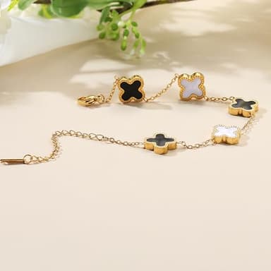TICVRSS 18K Gold Plated Clover Lucky Bracelet for Women Four leaf Bracelets Cute Colorful Bracelets Trendy Jewelry Gifts for Women (Mixed) - Image 3