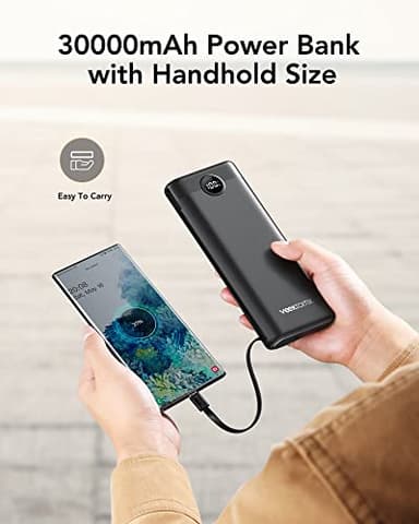 Power Bank 30000mAh, VEEKTOMX 22.5W Fast Charging Portable Charger built in cables, USB C Battery Pack, External Travel Battery Bank Compatible with iPhone, Samsung, Android Devices for Travel(1 Pack) - Image 7