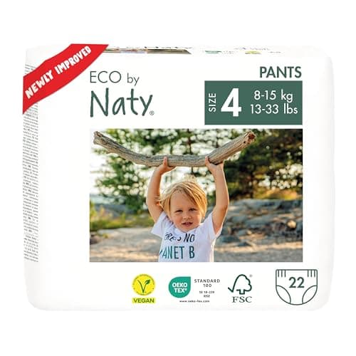 Eco by Naty Pull-Ups Training Pants, Size 4 (2T-3T), 22 count, 18-33 lbs, Plant-Based Premium Ecological Pull-Ups with No Nasty Chemicals, White, (244091) - Image 1
