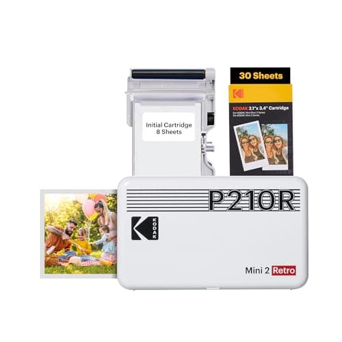 Kodak Mini 2 Retro 4PASS Portable Photo Printer, 2.1x3.4 inches, 38 Sheets Bundle, White - Image 1