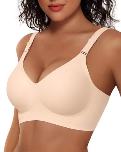 Vertvie Womens Wireless Bras No Underwire Push Up Bra Seamless Supportive Full Coverage Everyday Bras Regular and Plus Size(Nude,Large) - Image 1
