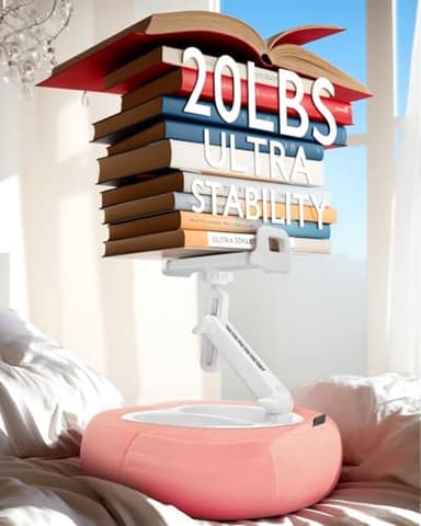 Tablet Pillow Stand, Compatible with 5"-12.9" Kindle, iPad, Phone/Tablet, Google, Samsung, 360° Rotating Phone Holder for Bed, Soft Plush Fabric, Detachable Bowl, Reading and Relaxation on Bed, Pink - Image 6