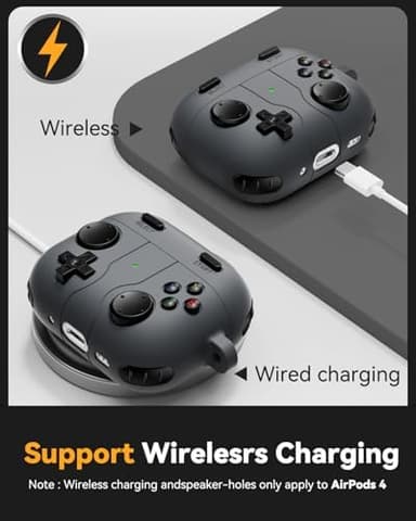 Game Case for AirPods 4 Cover,Classic Cool Funny Shock-Proof Protective Silicone Air Pod 4 Case with Cleaning Kit and Keychain Accessories for Apple Airpods 4th Generation for Men Boy-Black - Image 6