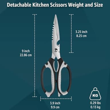 BoFuYuan Kitchen Scissors, 9-Inch Heavy Duty Multipurpose Food Cutting Shears, Detachable Dishwasher Safe, Sharp Serrated Blade, Ergonomic Non-Slip Handle for Food, Meat, Herbs, Black - Image 4